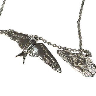 Chanel Silver Tone 2027 Spring Summer CC Logo Bird Multi-Charm Necklace