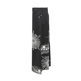 Chanel Black & White Printed Wide-Leg Jeans Size 38