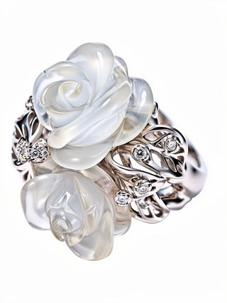 Christian Dior Rose Dior Mother-of-Pearl & Diamond Floral Ring in White Gold