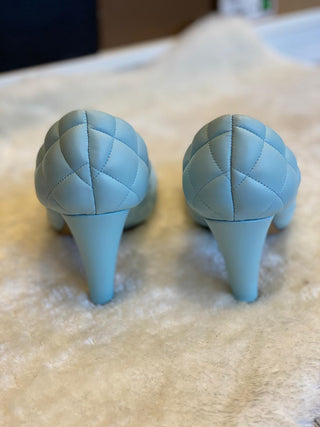 Bottega Veneta Light Blue Bloc Square-Toe Leather Pumps