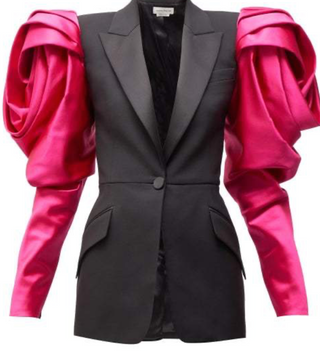 Alexander McQueen Pink Satin Puff Sleeve Blazer