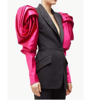 Alexander McQueen Pink Satin Puff Sleeve Blazer
