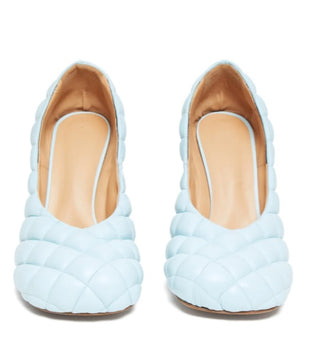 Bottega Veneta Light Blue Bloc Square-Toe Leather Pumps