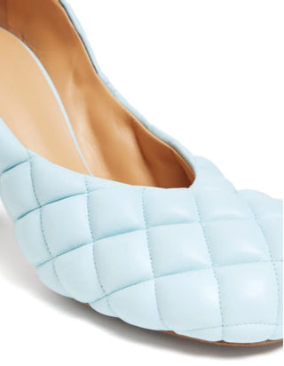 Bottega Veneta Light Blue Bloc Square-Toe Leather Pumps
