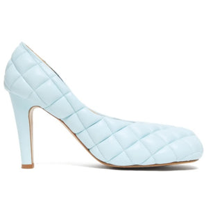 Bottega Veneta Light Blue Bloc Square-Toe Leather Pumps