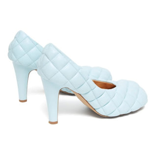 Bottega Veneta Light Blue Bloc Square-Toe Leather Pumps