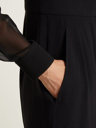 Max Mara Silk Chiffon Paneled Crepe Jumpsuit