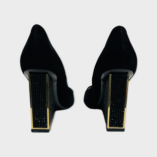 Louis Vuitton Black Suede Peep Toe Wedge