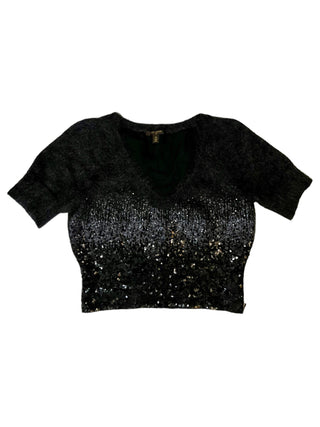 Louis Vuitton Dark Grey Wool Top With Sequin Detailed