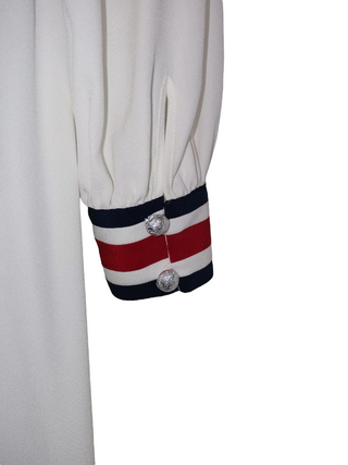 White Button Long Sleeves Dress