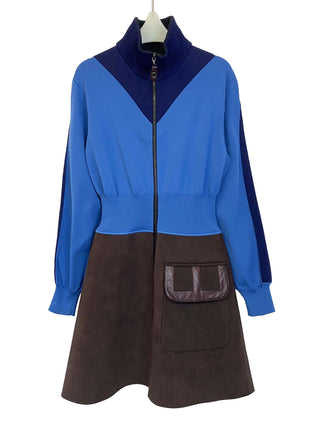 Louis Vuitton Two Tone Long Sleeve Zipped Dress