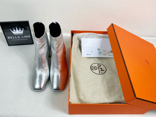 Hermès Silver Ankle Boots