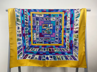 HERMÈS Silk Scarf Golden & Blue tones