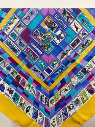 HERMÈS Silk Scarf Golden & Blue tones