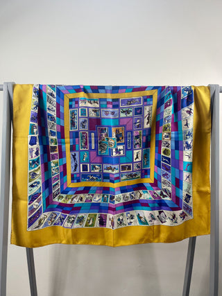 HERMÈS Silk Scarf Golden & Blue tones